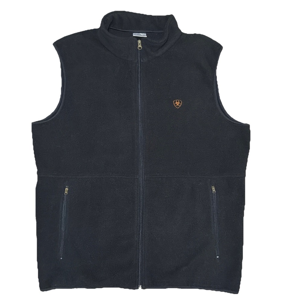 Ariat Men's Black Fleece Outdoor Workwear Western Full Zip Vest Size Large